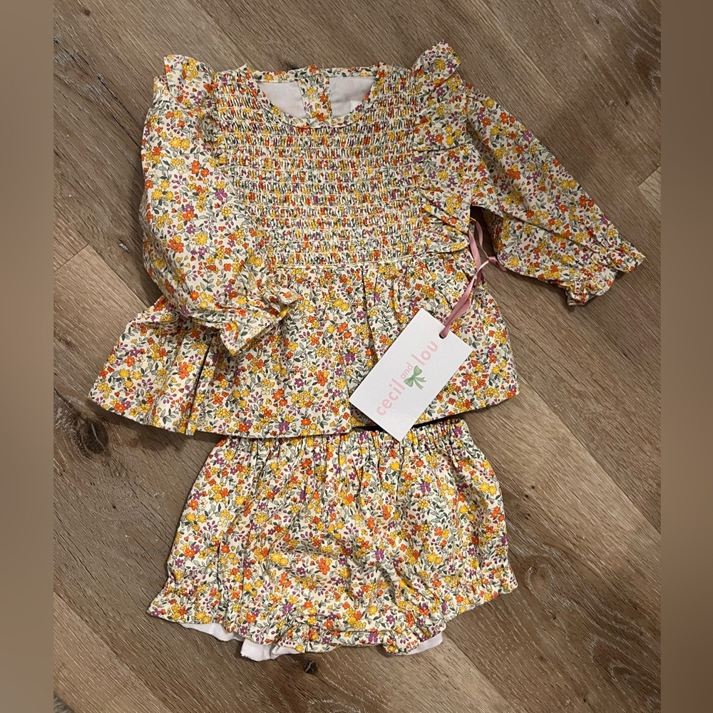 Fall floral smocked outfit